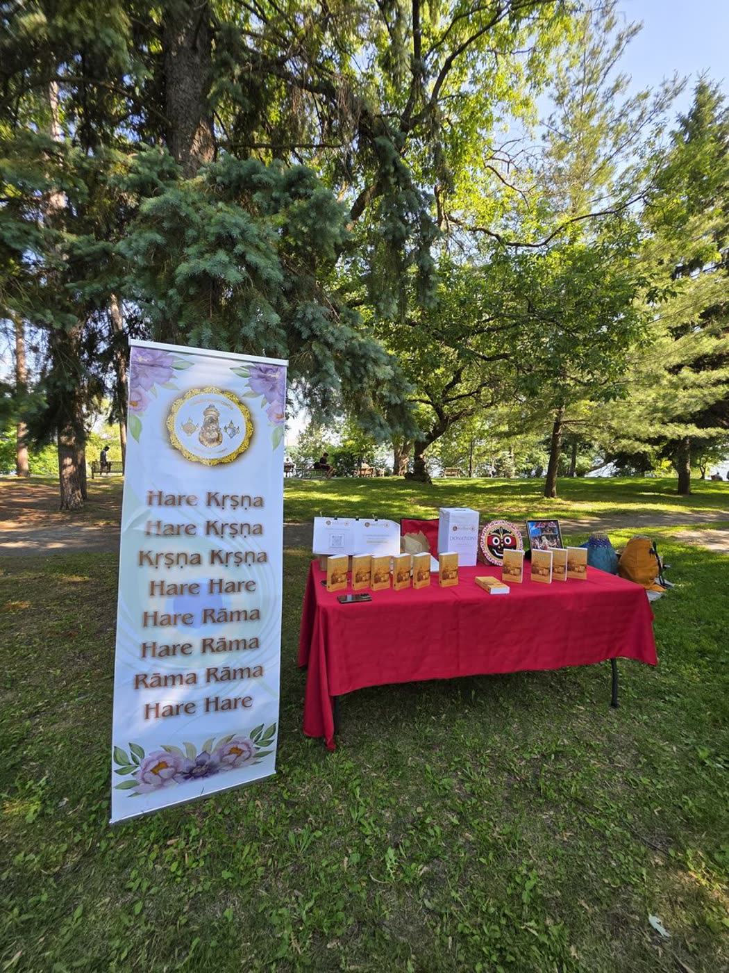 Our saṅkīrtana table at Bell Park